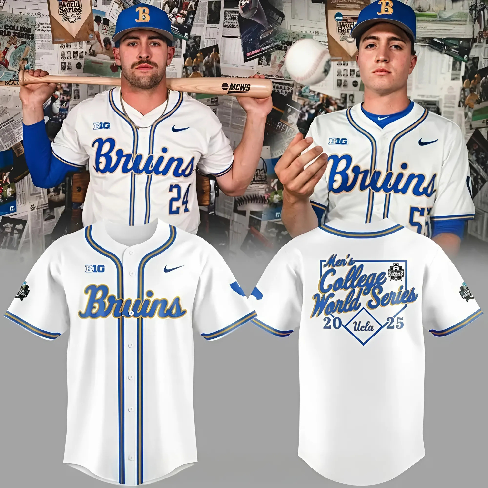 Ucla Bruins Men's Basketball 2025 College World Series Baseball Jersey Limited NBA Merch Gift For Bruins Lovers