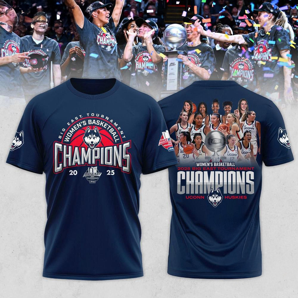 UConn Huskies 2025 BIG EAST Women's Basketball Conference Tournament Champions Team Player Shirt
