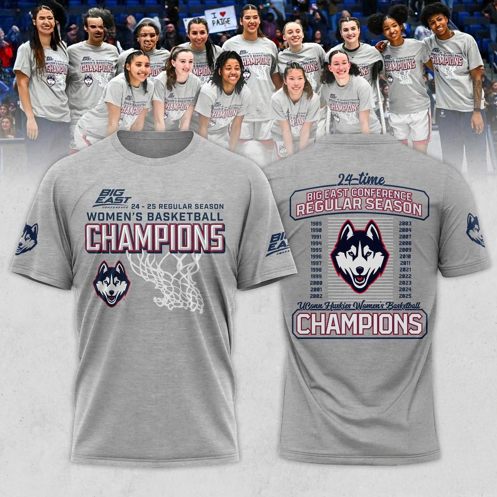 UConn Huskies 2025 Big East Women's Basketball Regular Season Champions Shirt Fan Gift Ideas