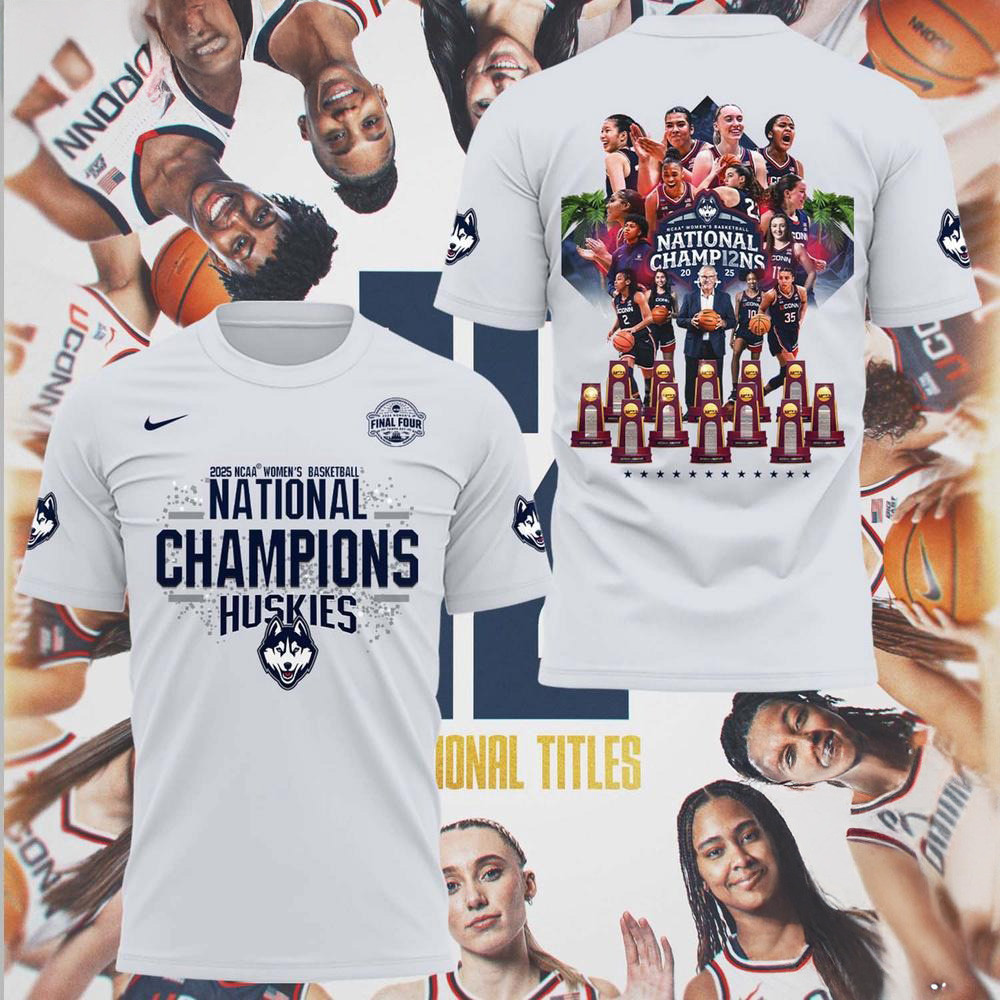 UConn Huskies 2025 Women's Basketball 12th National Champions Shirt Gifts For Basketball Lover