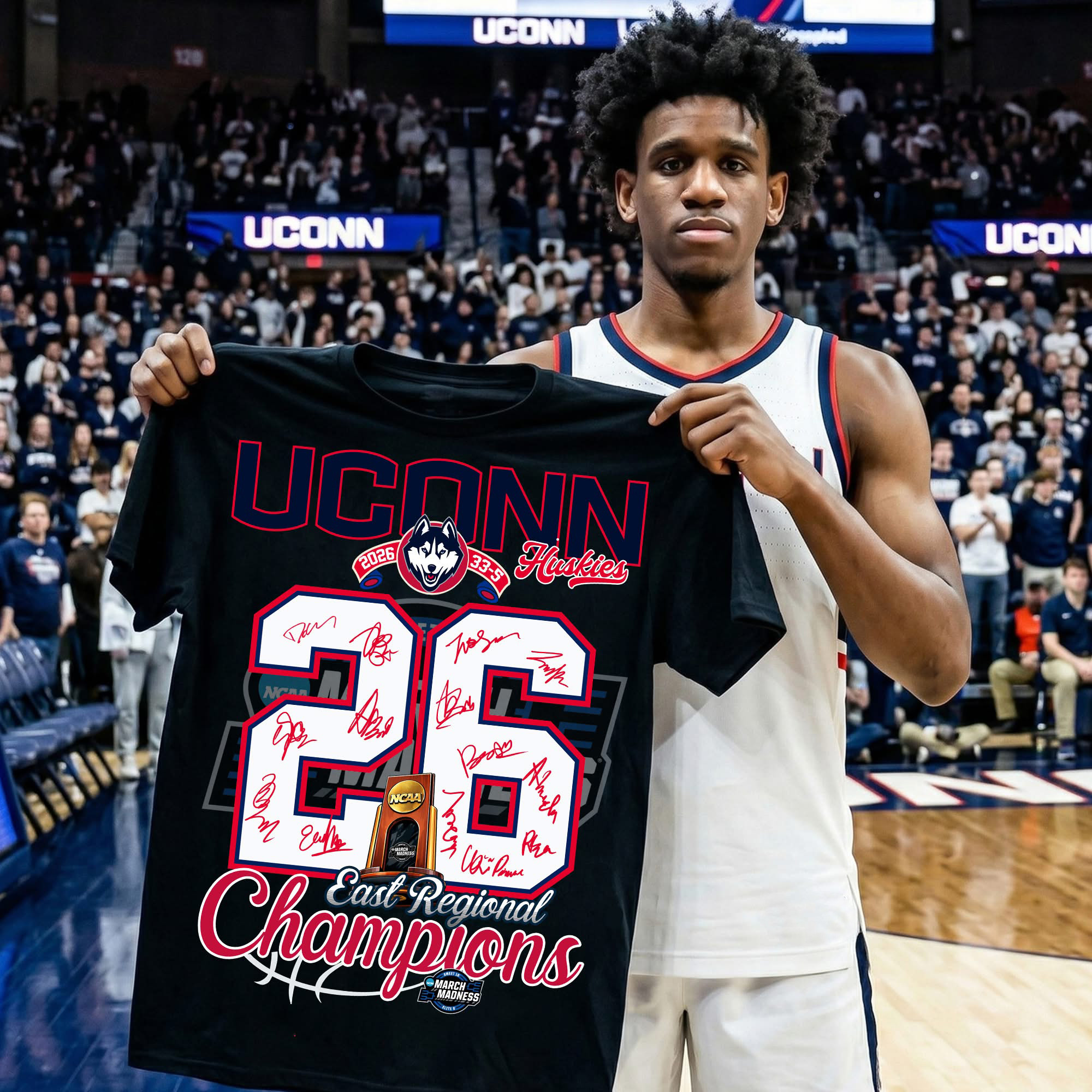UConn Huskies' 2026 East Regional Championship Signature T-Shirt Game Day Clothing