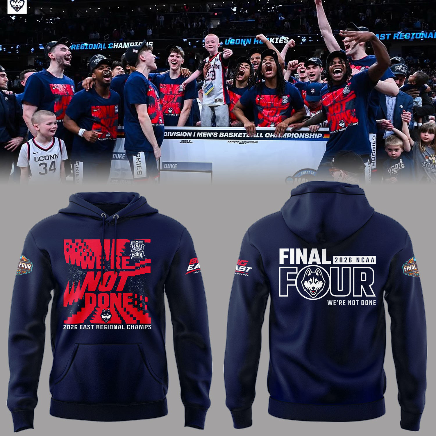 UConn Huskies Basketball Team Hoodie 2026 NCAA Four It All Clothing Present For Fans