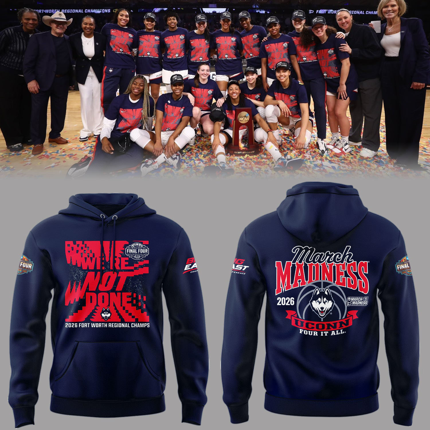 UConn Huskies Basketball Team March Madness Hoodie Uconn Four It All Apparel Game Day Gift