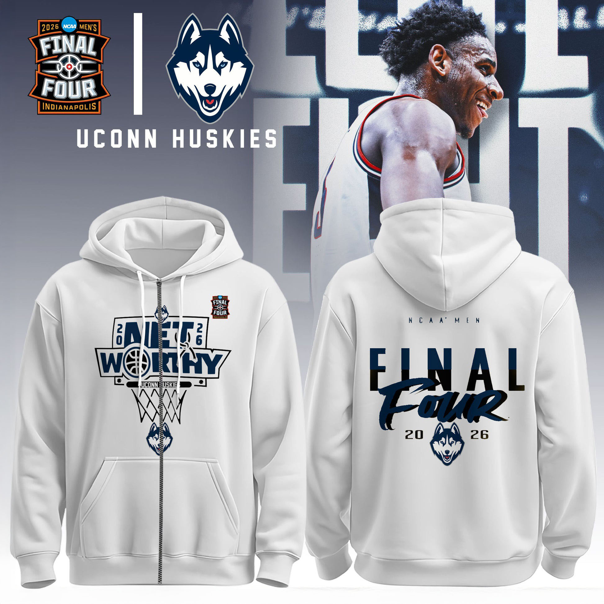 UConn Huskies Basketball Team Net Worthy Zip Hoodie UConn Huskies Final Four Apparel