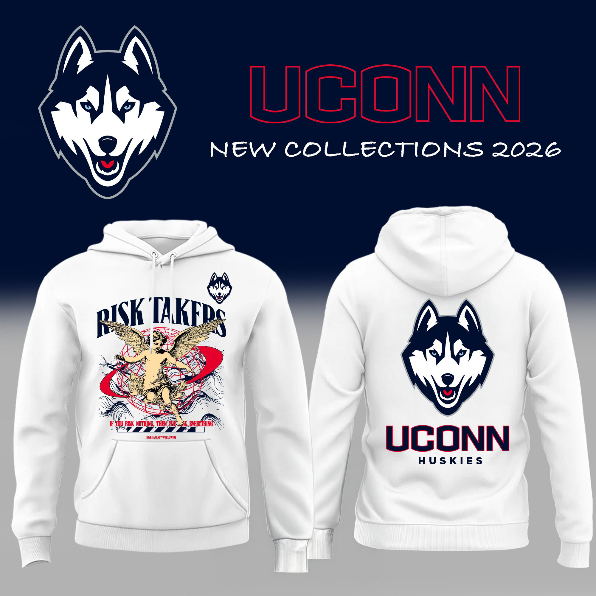 UConn Huskies Basketball Team Risk Takers Hoodie 2026 Fort Worth Regional Champions Apparel Fan Gear