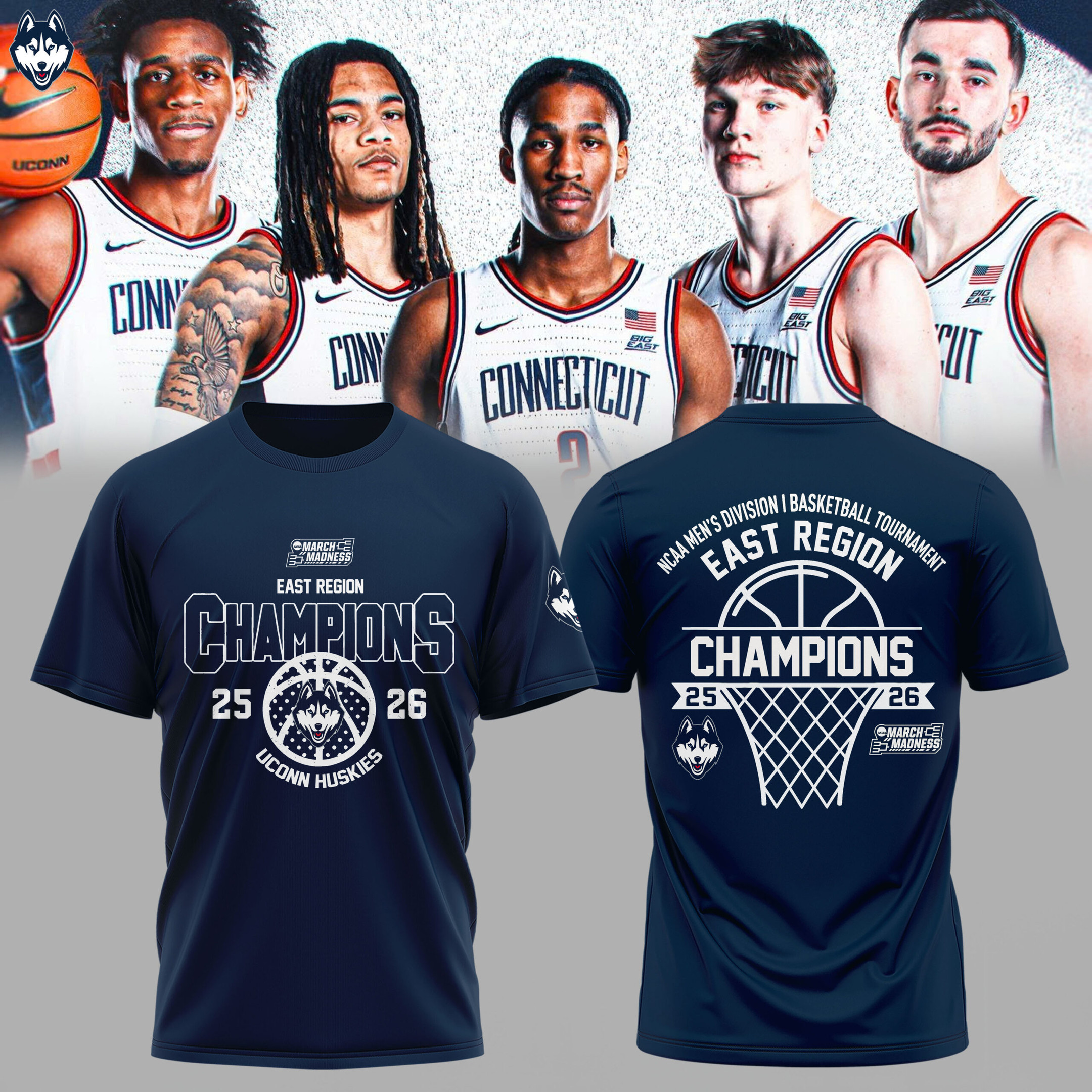 UConn Huskies Basketball Team T-Shirt East Region Champions Shirt Basketball Lover Gift