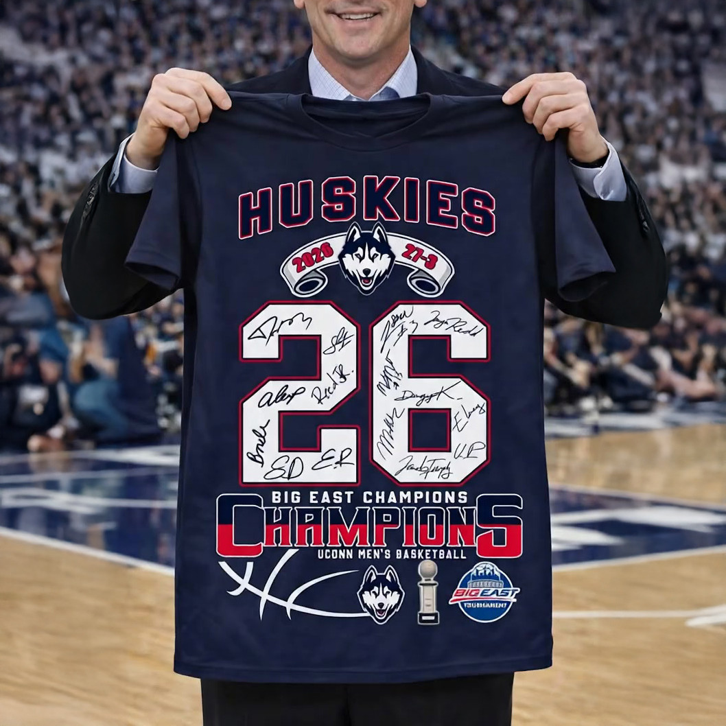 UConn Huskies Big East Champions Signature T-Shirt 2026 Basketball Final Four Shirt Fan Gear