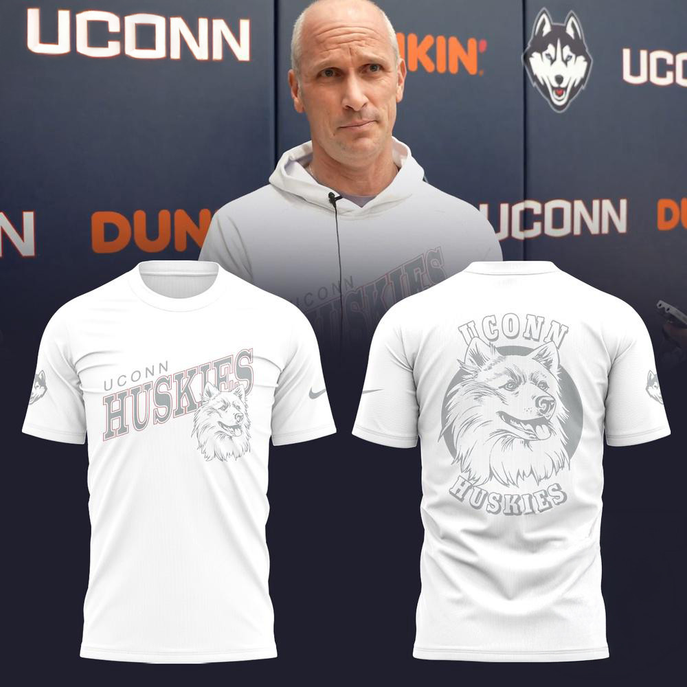 UConn Huskies Men's Basketball 2025 White Shirt Gifts For Basketball Fans
