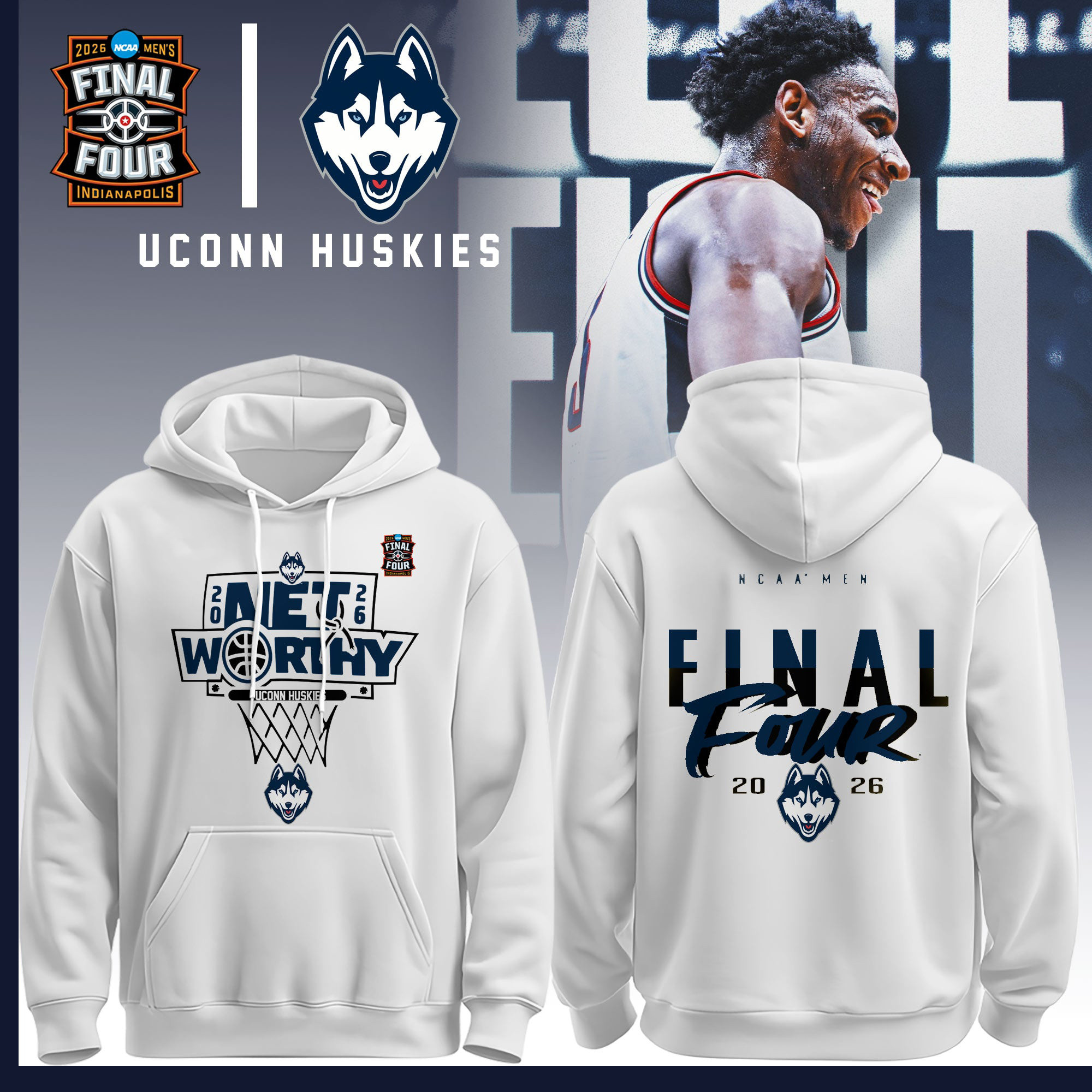 UConn Huskies Men's Basketball Final Four Hoodie Basketball Apparel Present For Fans