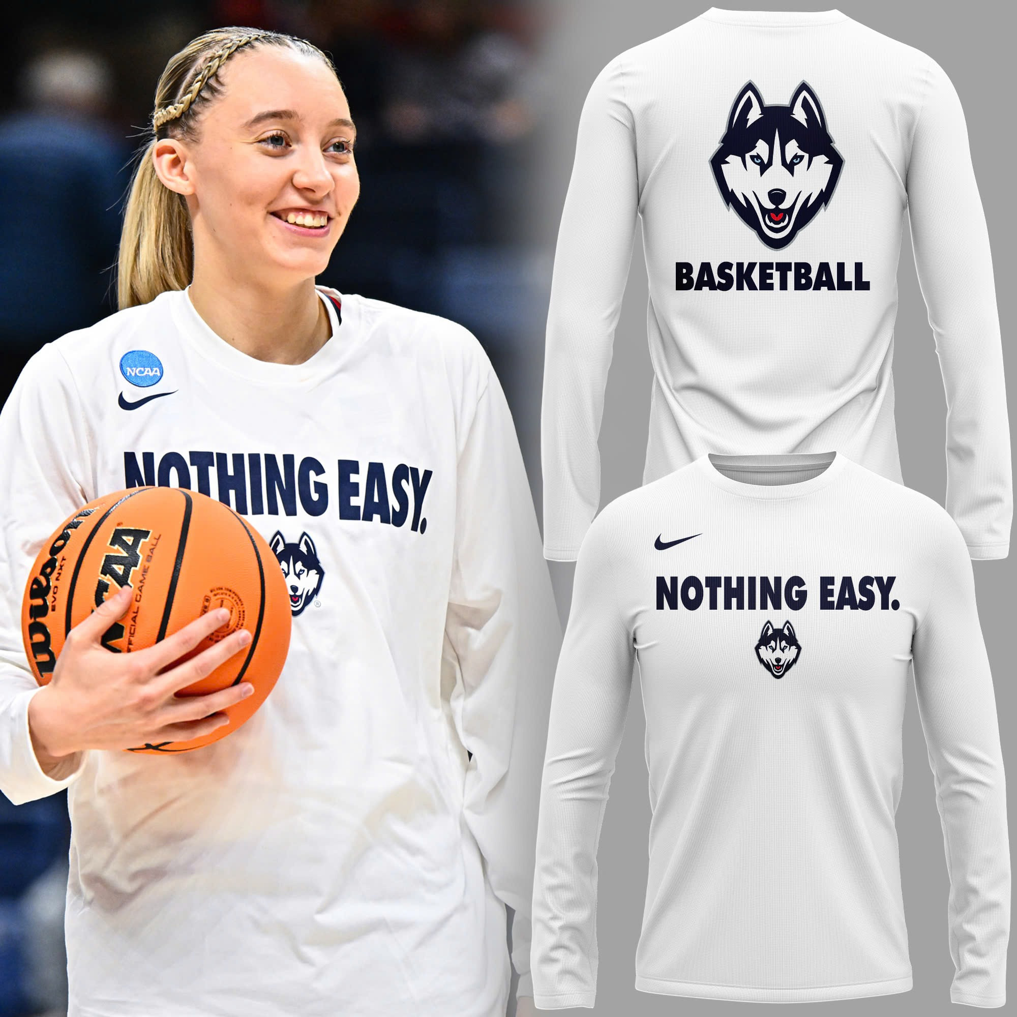 UConn Huskies Nothing Easy Long Sleeve Shirt UConn Huskies Women's Basketball Fan Gifts