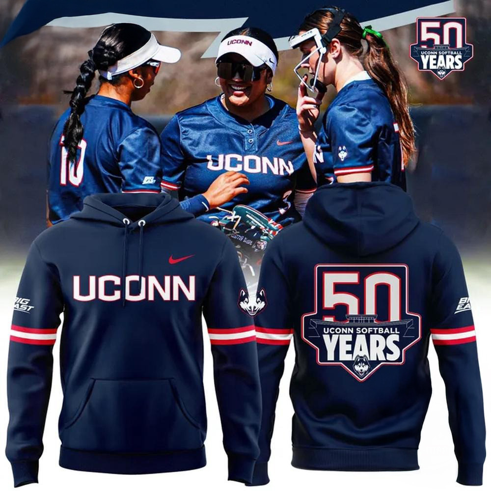 UConn Huskies Softball 50 Years 2025 Hoodie Gifts For Softball Lovers