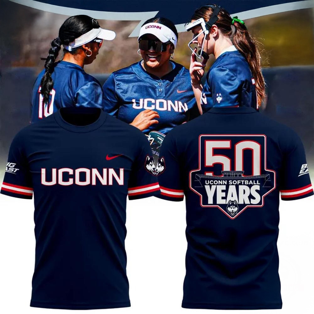 UConn Huskies Softball 50 Years 2025 Shirt Best Gift For A Softball Fan