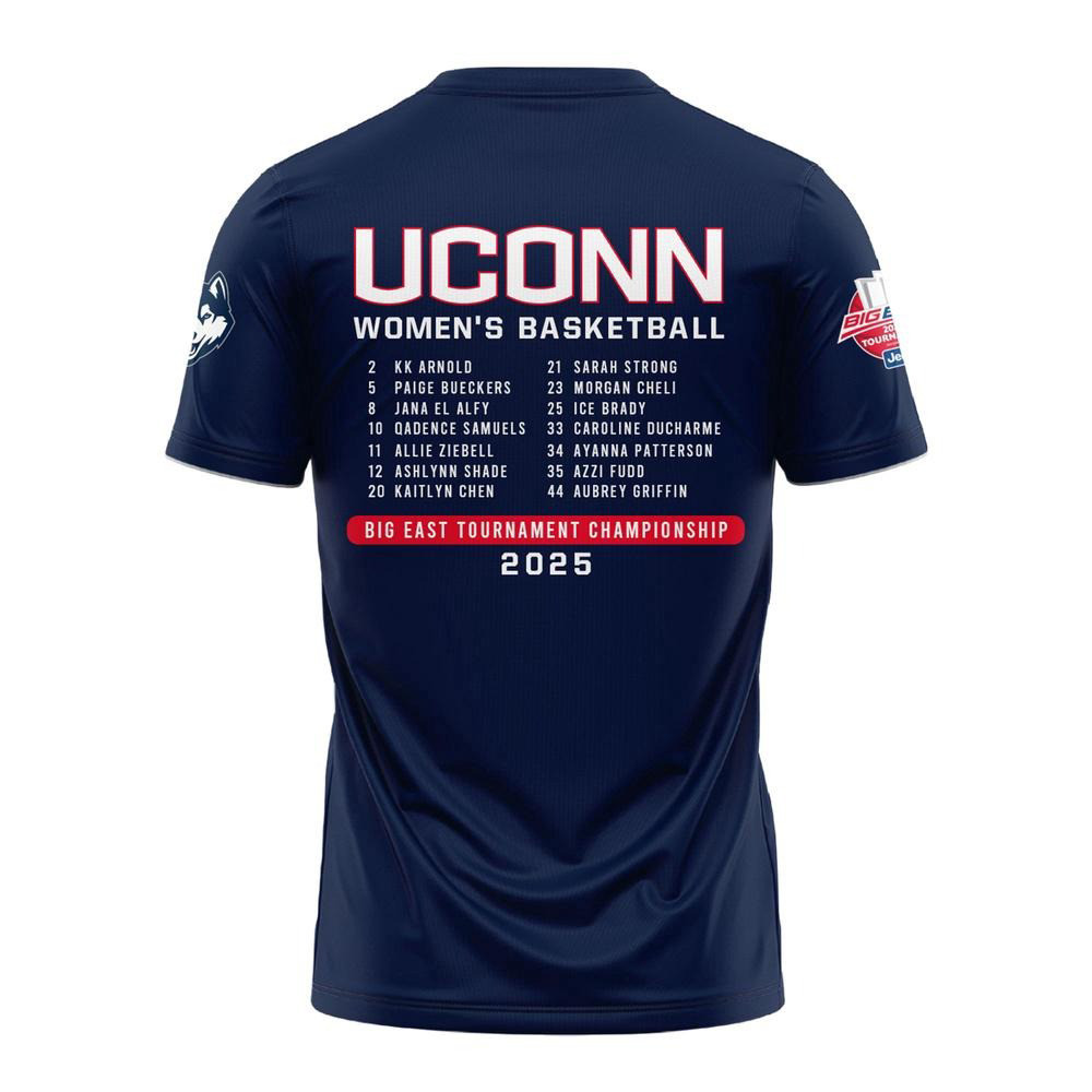 UConn Huskies Women's Basketball 2025 BIG EAST Tournament Champions Shirt Fans Gifts