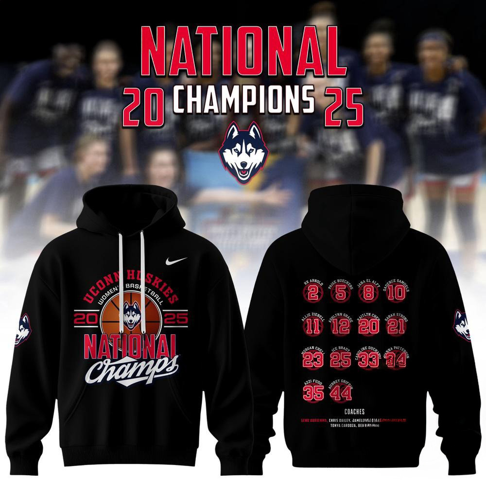 Uconn Huskies Women's Basketball 2025 Champions Winner Hoodie Good Gifts For Basketball Fans