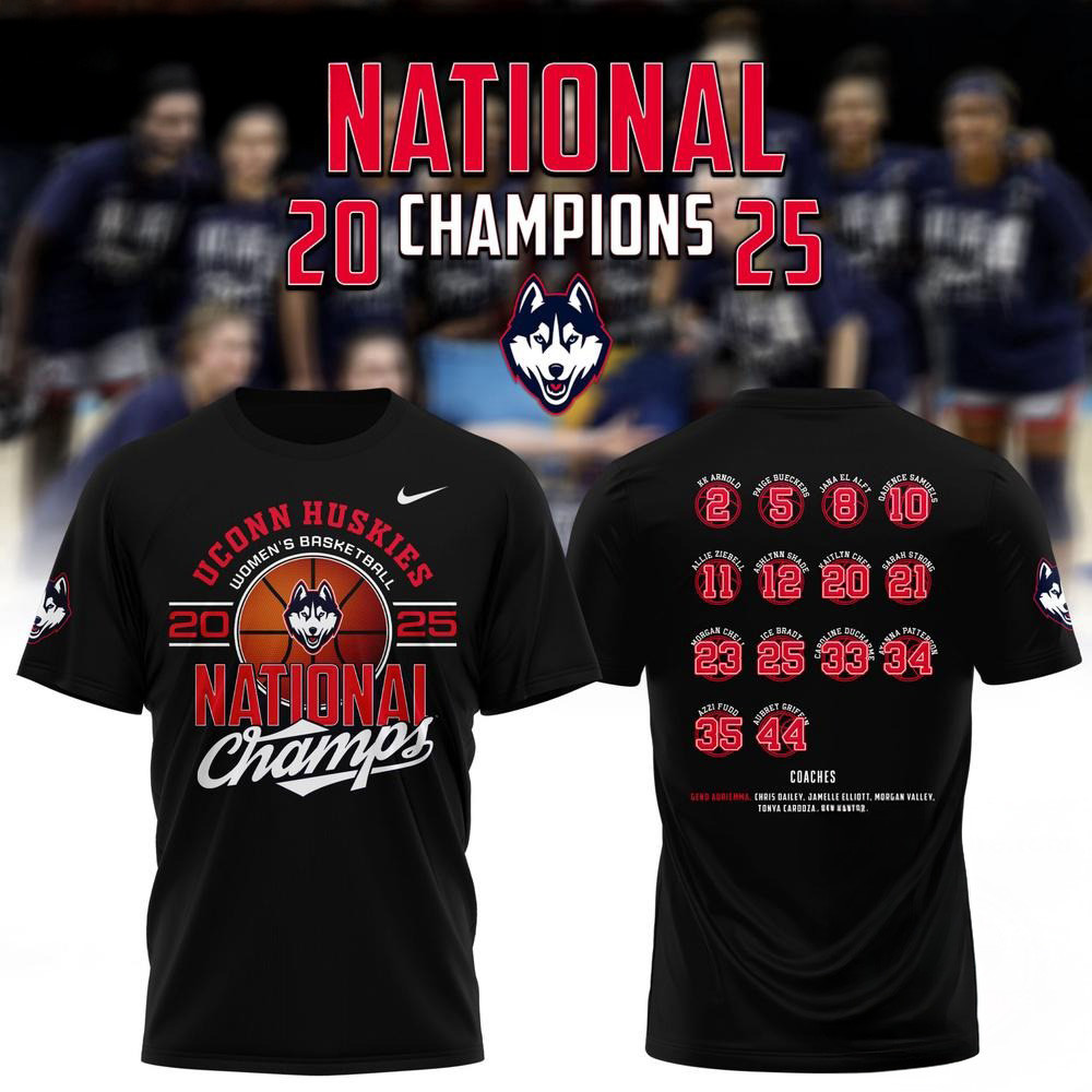 Uconn Huskies Women's Basketball 2025 Champions Winner Shirt Good Gifts For Basketball Fans