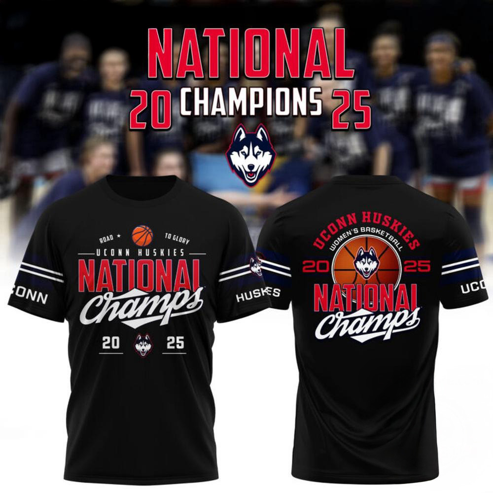Uconn Huskies Women's Basketball 2025 Champions Winner T-Shirt Great Gifts For Basketball Fans