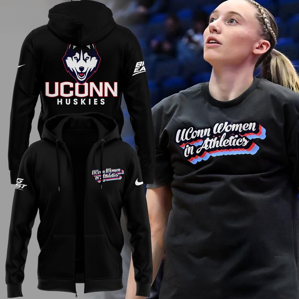 UConn Huskies Women's Basketball 2025 In Athletics Zipper Hoodie Basketball Fan Gift Ideas