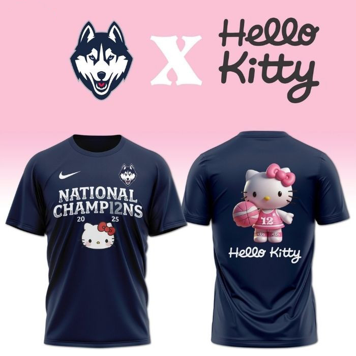 UConn Huskies Women's Basketball Hello Kitty T-Shirt Best Gifts For Basketball Lovers