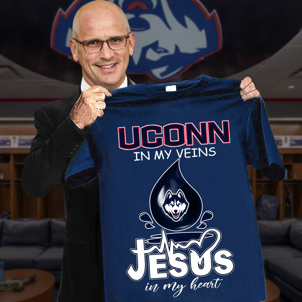 Uconn In My Veins Jesus In My Heart T-Shirt Merch Best Gifts For Uconn Huskies Fans