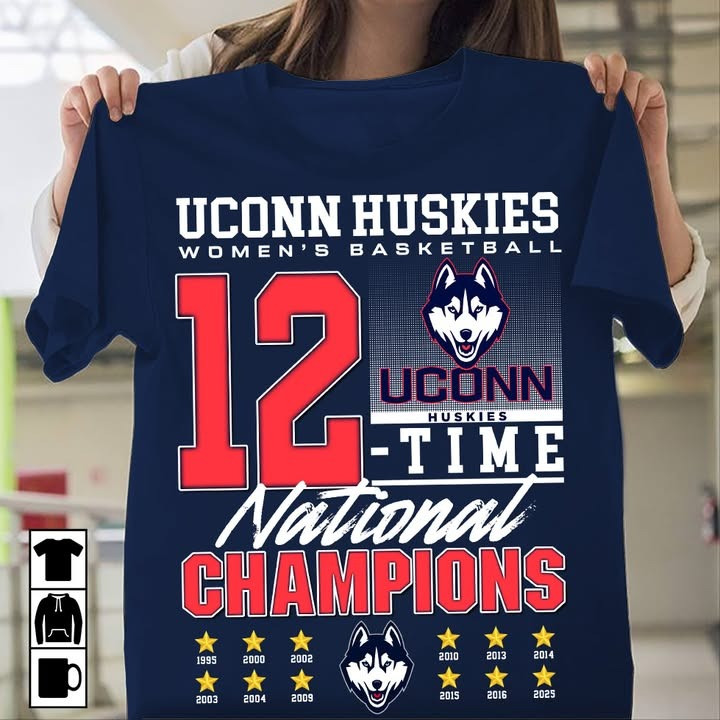 Uconn National Championship T-Shirt 2025 NCAA Women's Basketball 12-Time Champions Merch