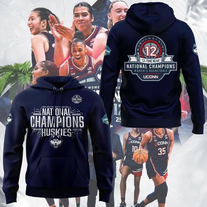 Uconn Women's Basketball National Champions 2025 Hoodie 12 Time Championship Cool Gifts