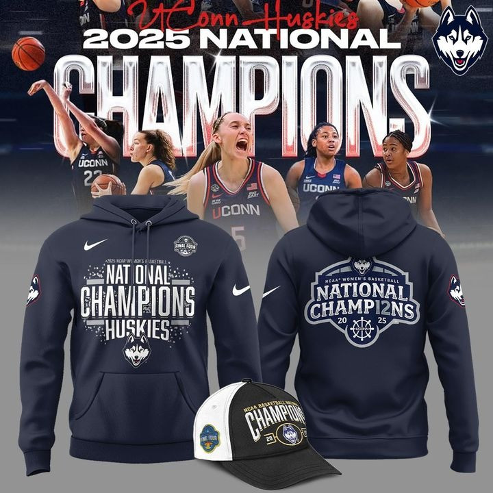 Uconn Women's Basketball National Champions 2025 Hoodie Hat Uconn Huskies Fan Gear Merch