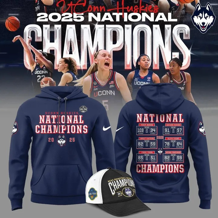 Uconn Women's Basketball National Champions 2025 Hoodie Hat Uconn Huskies Fan Gift Ideas