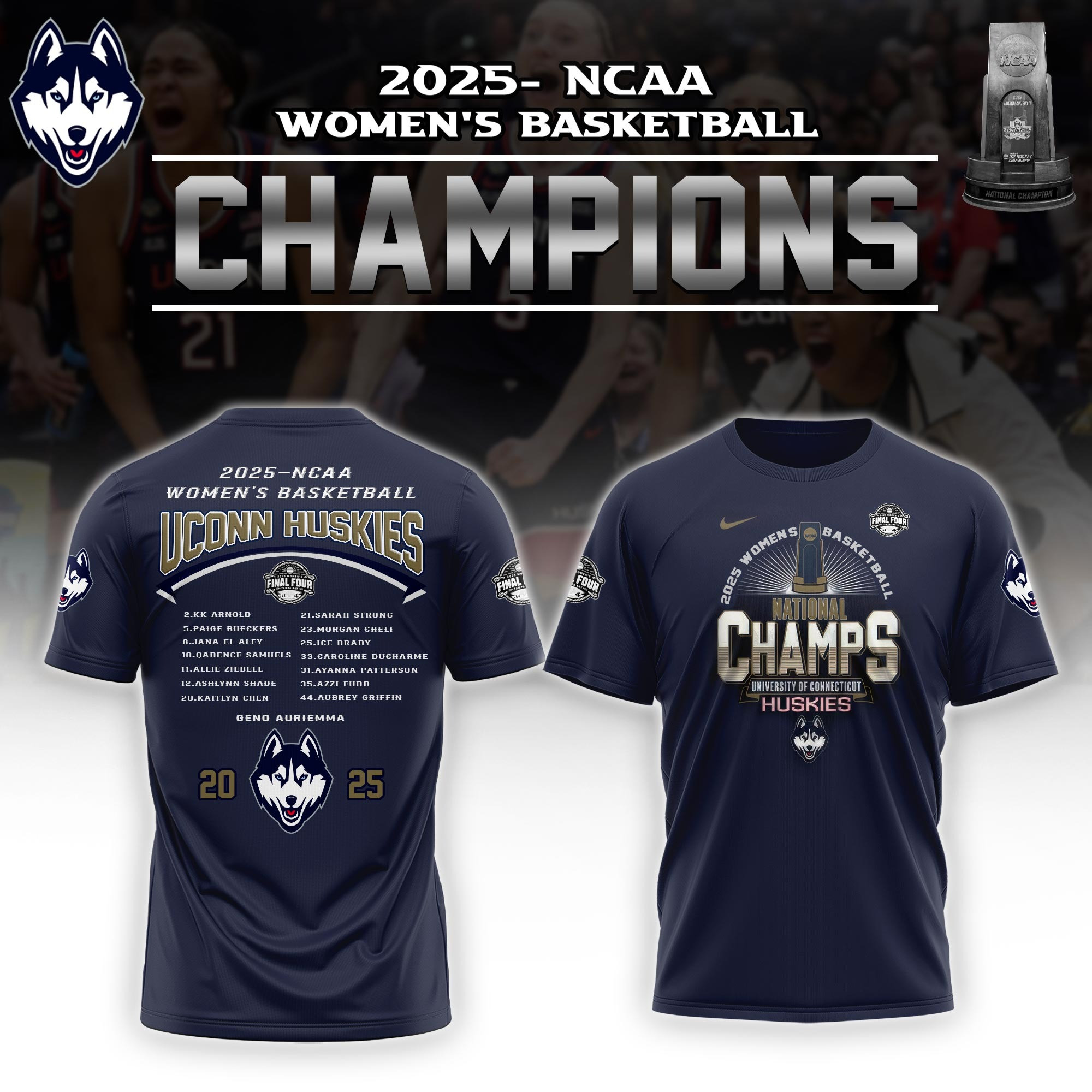 Uconn Women's Basketball National Championship Shirt 2025 Uconn Huskies Fan Merch Clothing