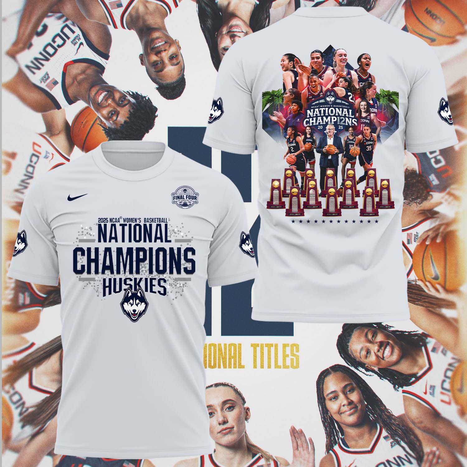 Uconn Women's Basketball National Championship Tee Shirt 2025 Final Four Fan Merch Clothing