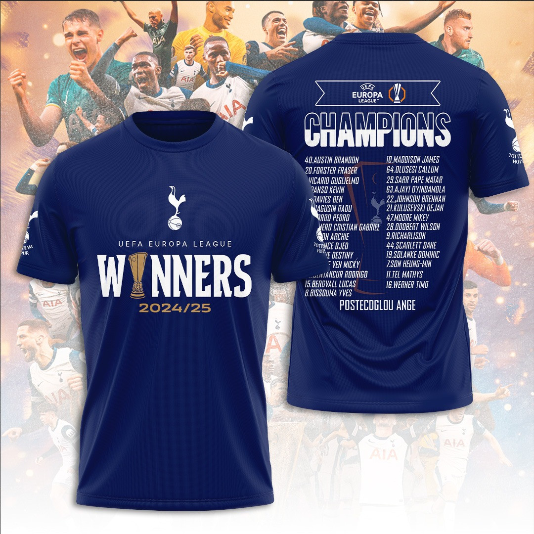 UEFA Europa League Winner Tottenham Hotspur FC 3D Shirt Gifts For Football Fan Dad