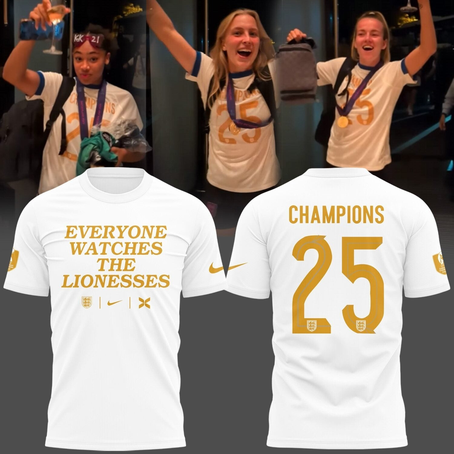 UEFA Everyone Watches The Lionesses 2025 Winners T-Shirt Soccer Gift For Fan Lovers