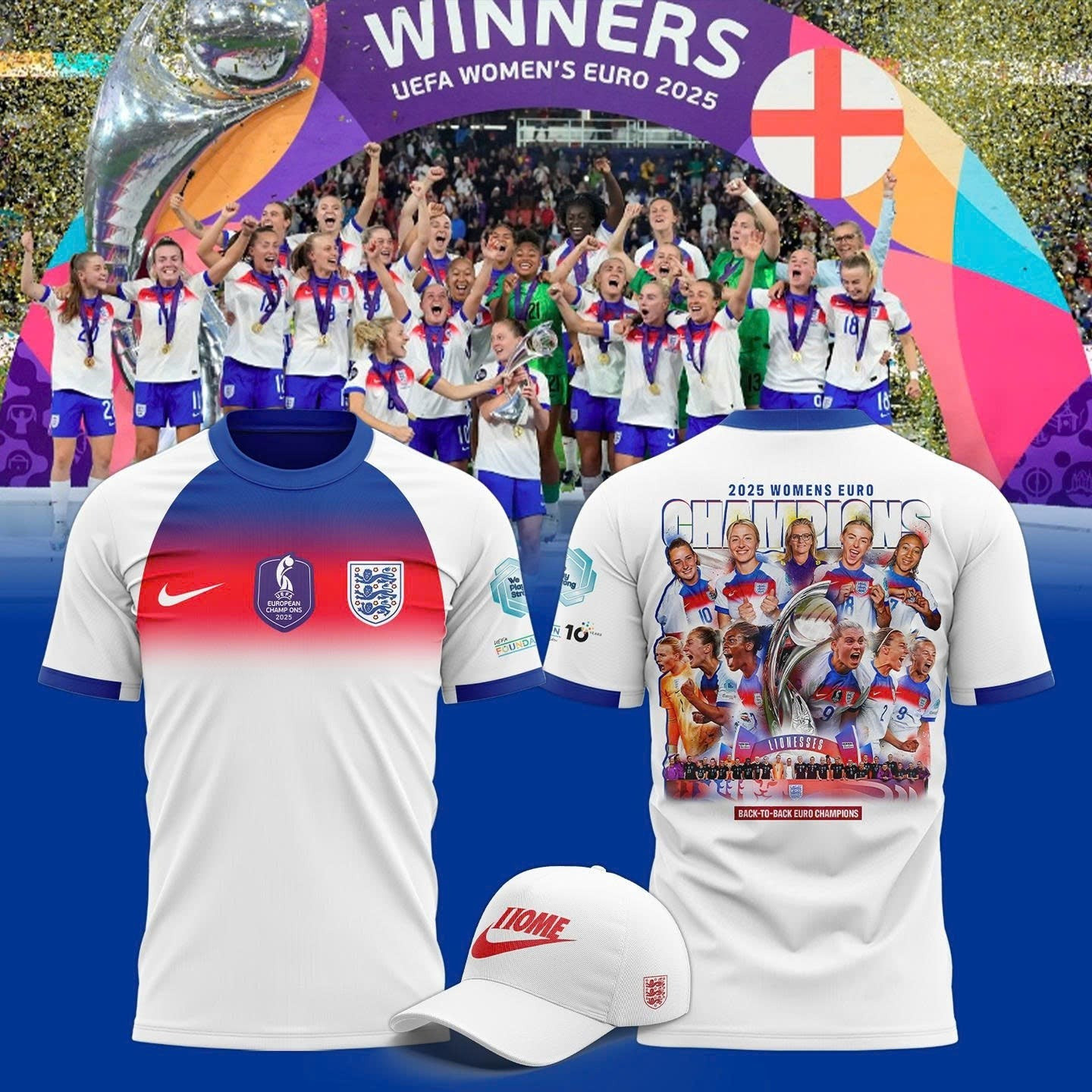 UEFA Women_s Euro England Lionesses 2025 Winners T-Shirt Best Gift For Fan Lovers