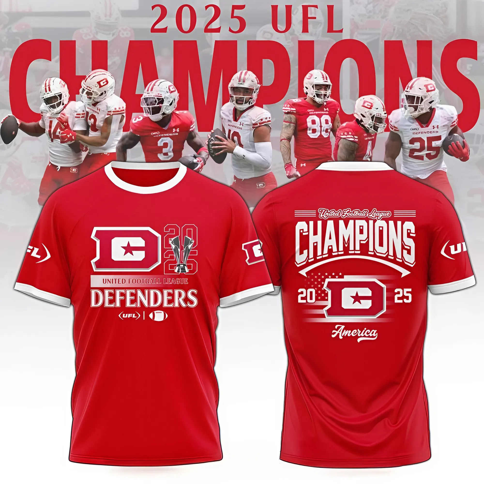UFL Champions DC Defenders Commemorative Limited Edition T-Shirt Unique Football Merch Gift For DC Defenders Fans