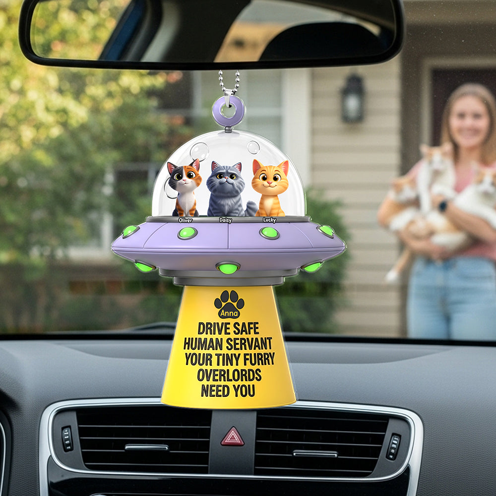 UFO Furry Overlords Car Ornament - Personalized Christmas Gifts For Cat Lovers - Fun Holiday Ornament Gift