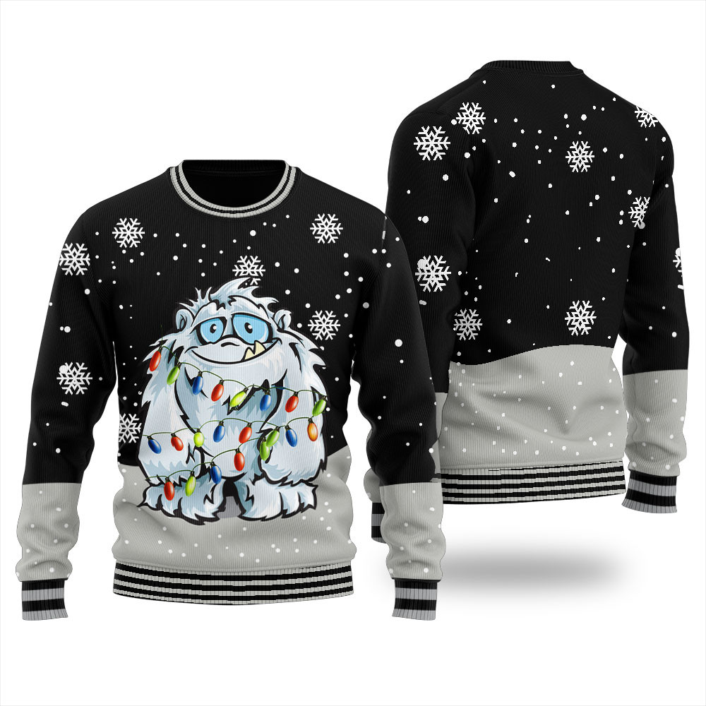 Ugliest Yeti Christmas Sweater Men Black Casual Winter Sweatshirt for Daily Comfort