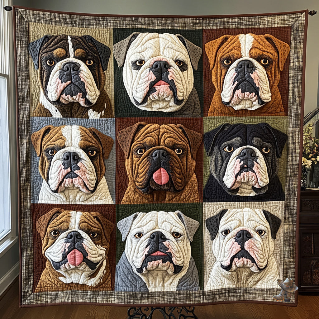 Ugly Bulldog Xmas Quilted Blanket Blanket Coolf Gifts For Bulldog Lovers