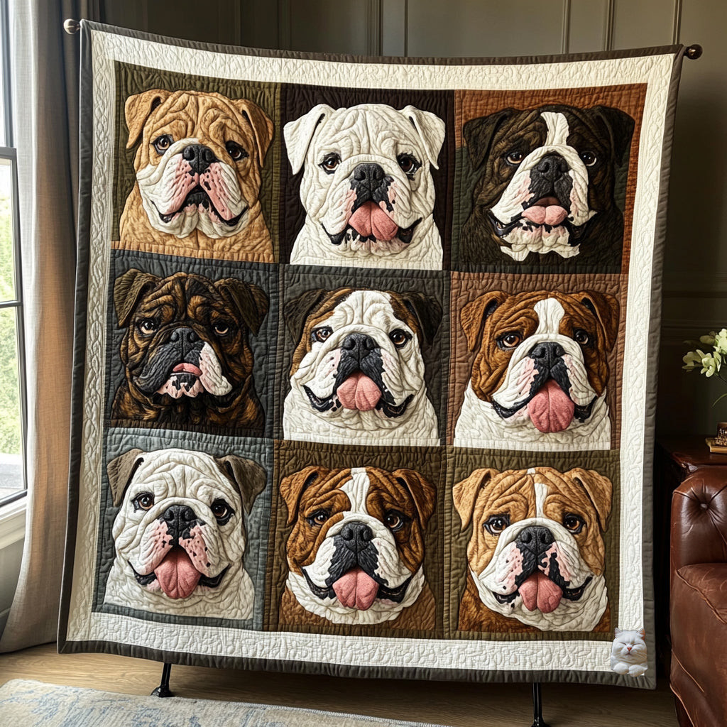 Ugly Bulldog Xmas Quilted Blanket Blanket Coolf Gifts For Bulldog Owners