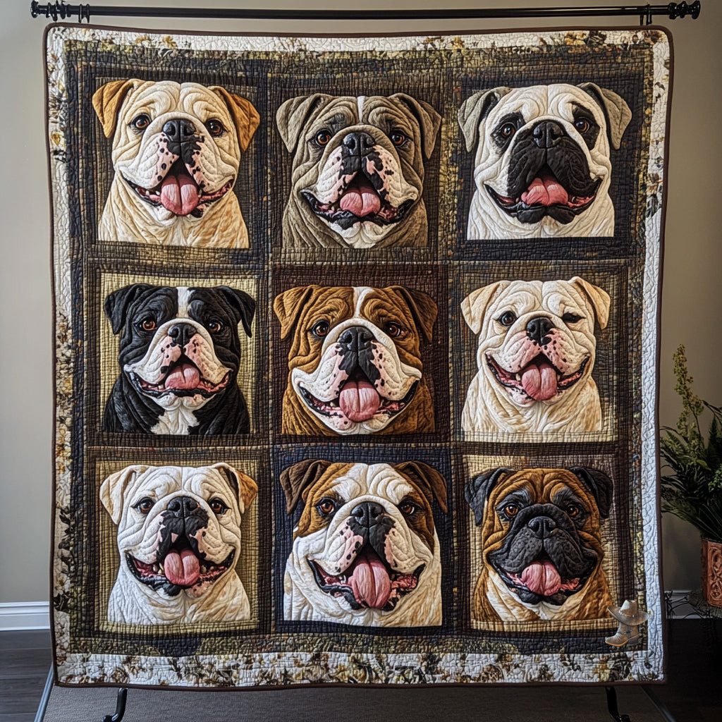 Ugly Bulldog Xmas Quilted Blanket Blanket Coolf Gifts For Dog Pet Owners
