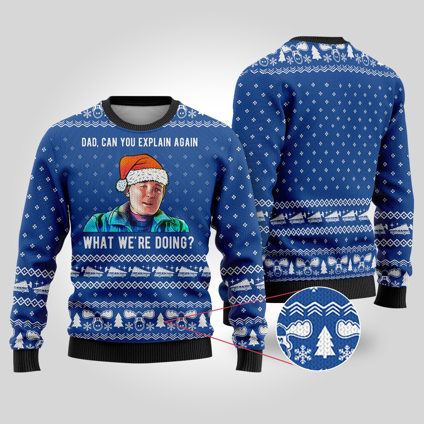 Ugly Christmas Sweater National Lampoon Dad Explain Again Royal Warm and Comfy Sweater for Winter Days