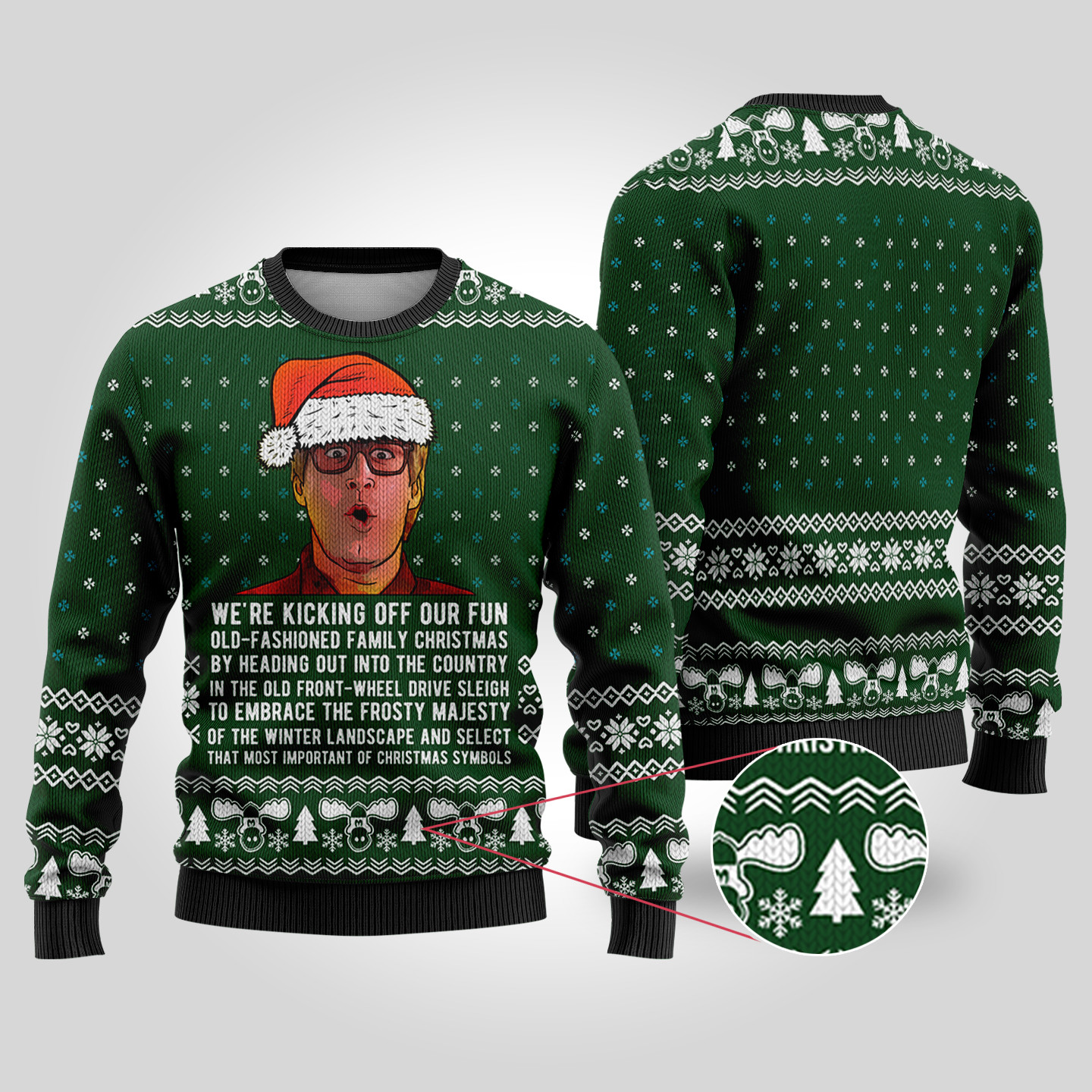 Ugly Christmas Sweater National Lampoon Kick Off Oldfashioned Forest Green Comfortable Holiday Sweater for Chilly Nights