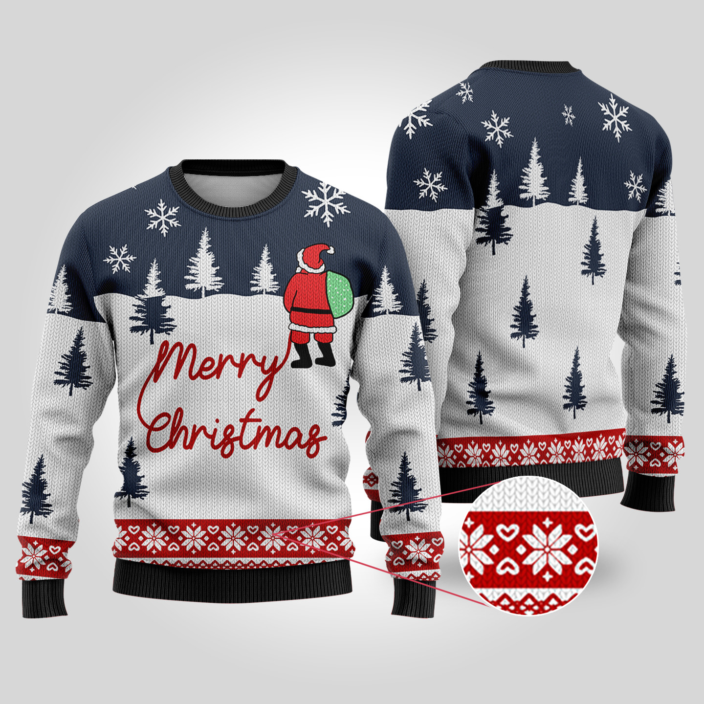 Ugly Christmas Sweater Santa At The North Pole Navy Holiday Gift Merch That Everyone Will Adore