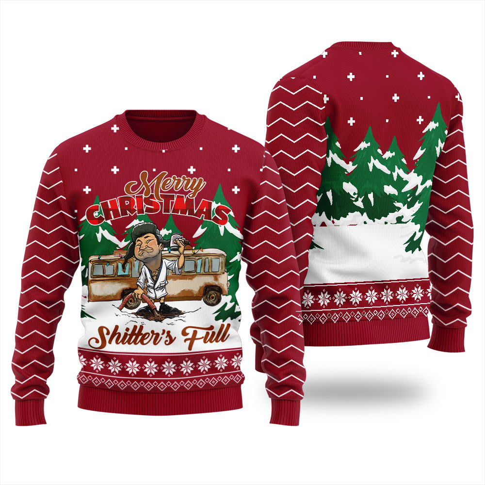 Ugly Shitters Full Holiday Sweater Cardinal Red Best Gift Idea for Christmas Enthusiasts