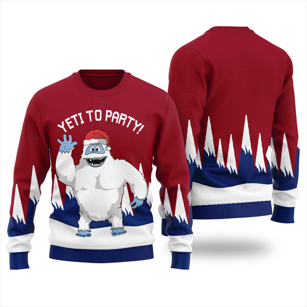 Ugly Yeti To Party Christmas Sweater Women Cardinal Red Unique Holiday Merch Gift for Home and Family