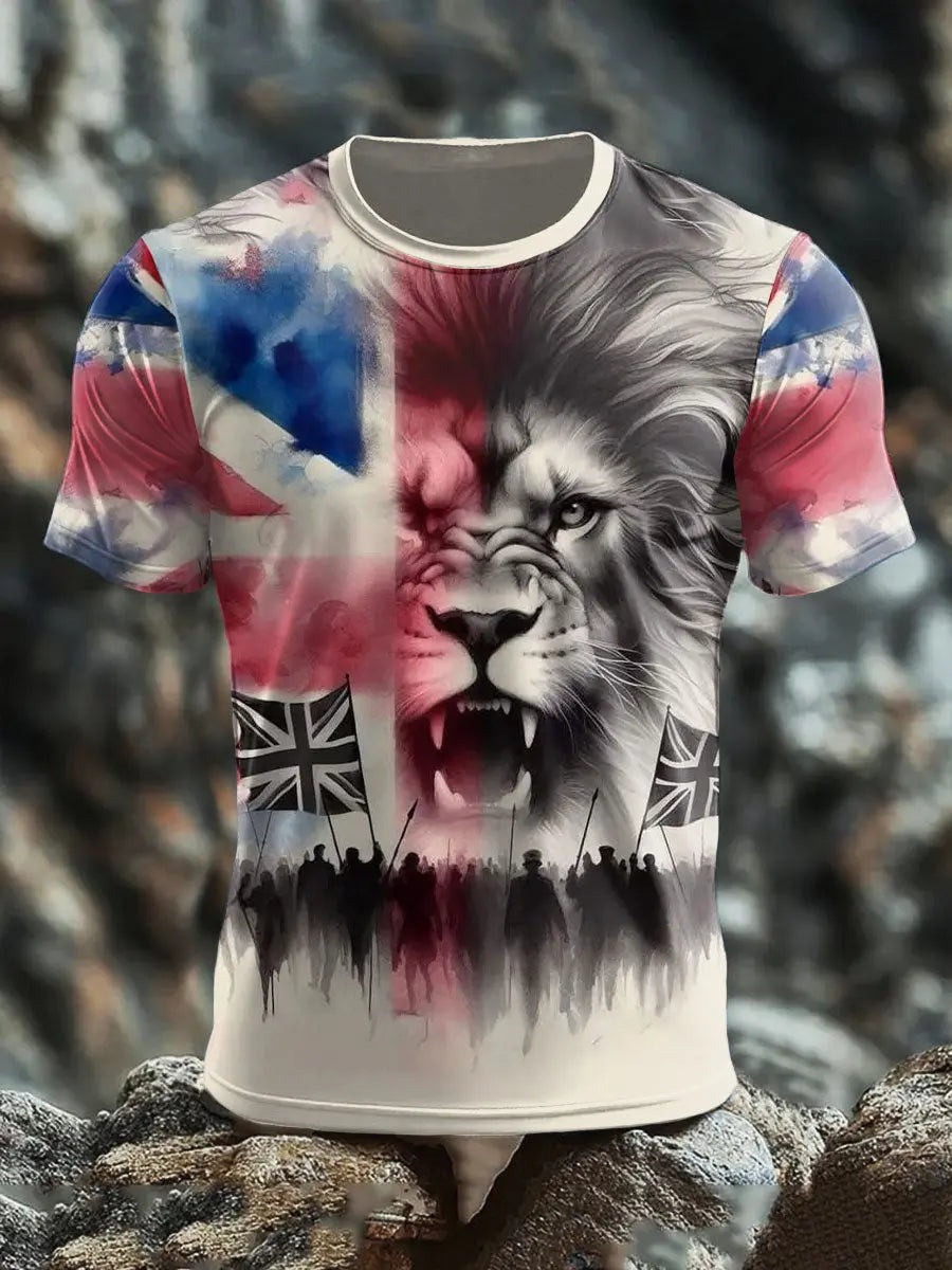 UK Flag Lion Shirt Men's Patriotic T-shirt Best Gifts For Husband
