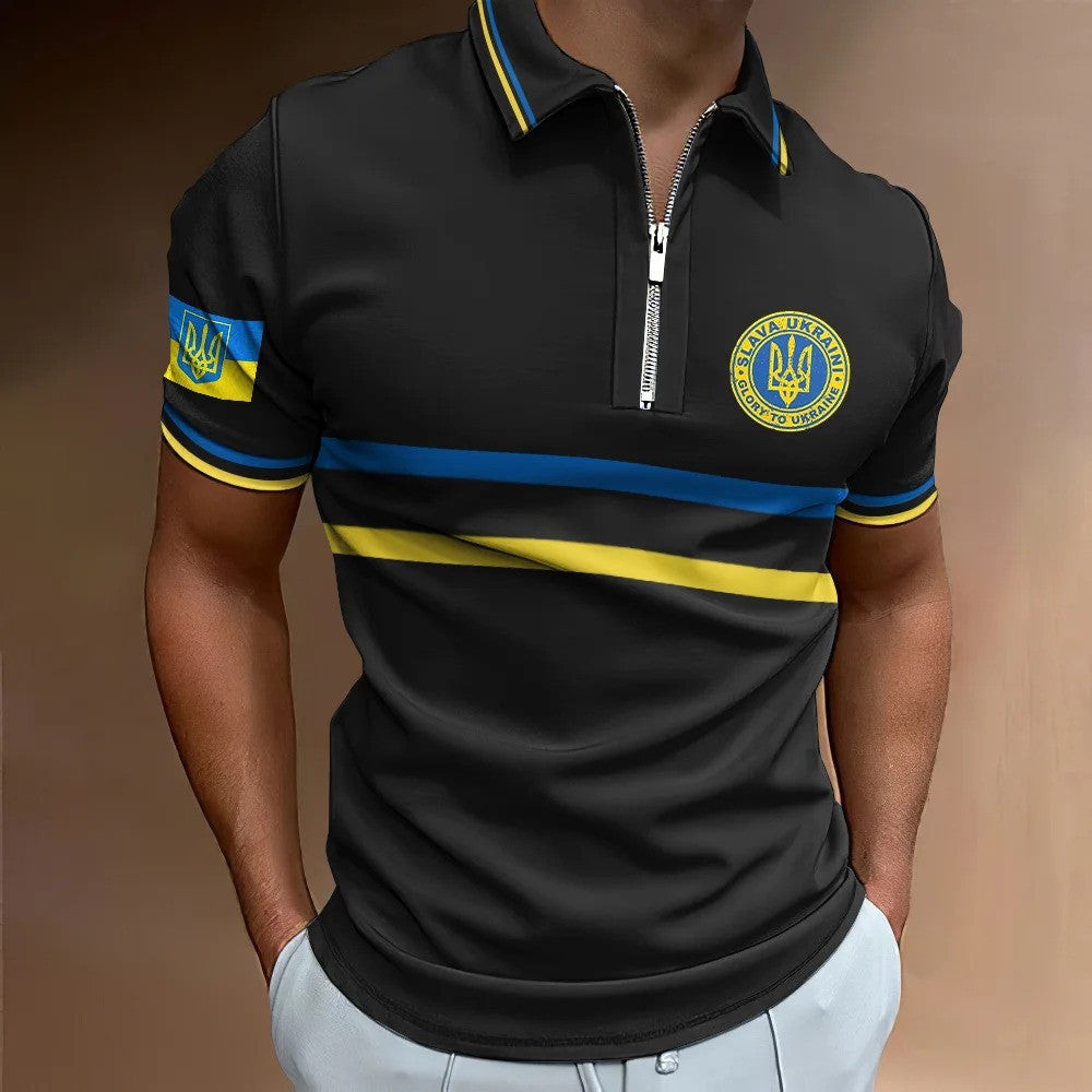Ukraine Zipper Polo Shirt Slava Ukraini Zelensky Clothing Country Boy Gift Ukraine Zipper Polo Shirt Slava Ukraini Zelensky Clothing Country Boy Gift