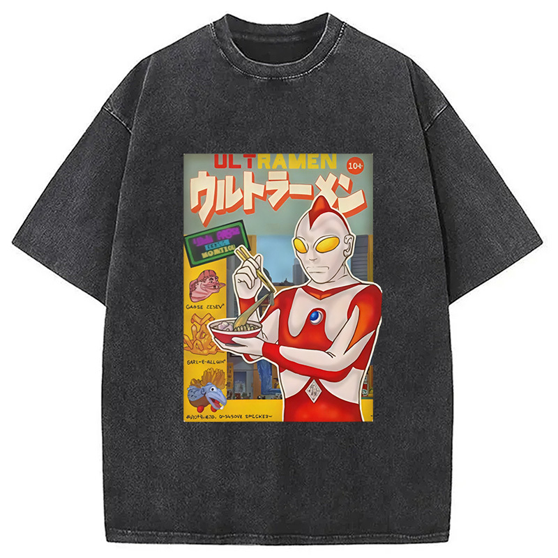 Ultraramen Eating Ramen Japanese Washed T-Shirt Cool Graphic Tee For Men Women Gifts For Best Friend Ultraramen Eating Ramen Japanese Washed T-Shirt Cool Graphic Tee For Men Women Gifts For Best Friend