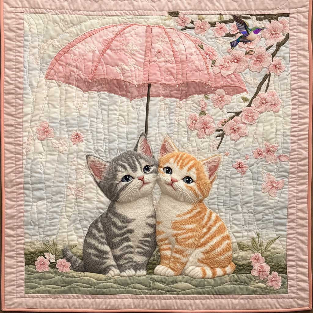 Umbrella Cat Blossom Xmas Quilted Blanket Blanket Coolf Gifts For Married Couples