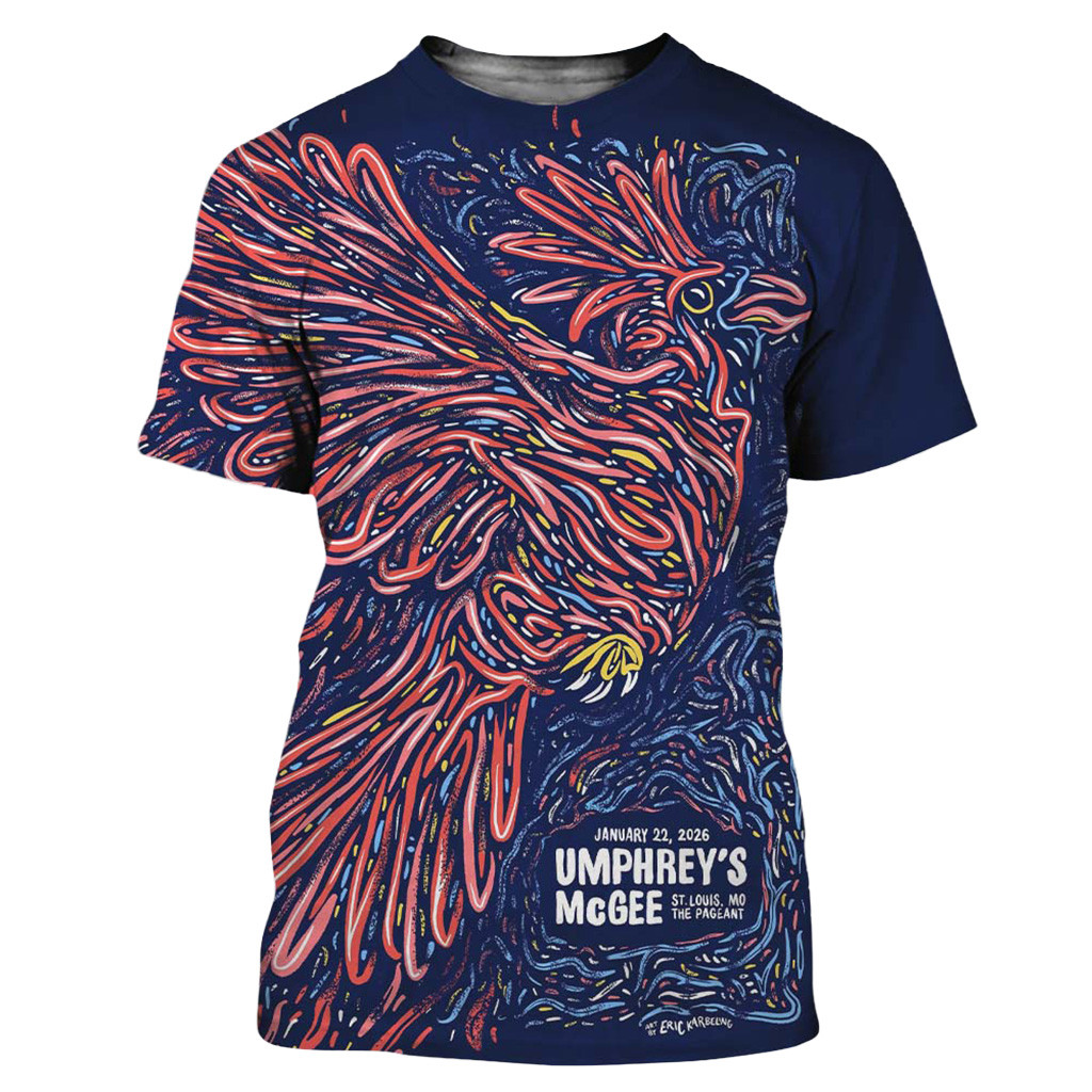 Umphrey's McGee St Louis Missouri 2026 Gig Poster At The Pageant On January 22 2026 Cardinal Shirt