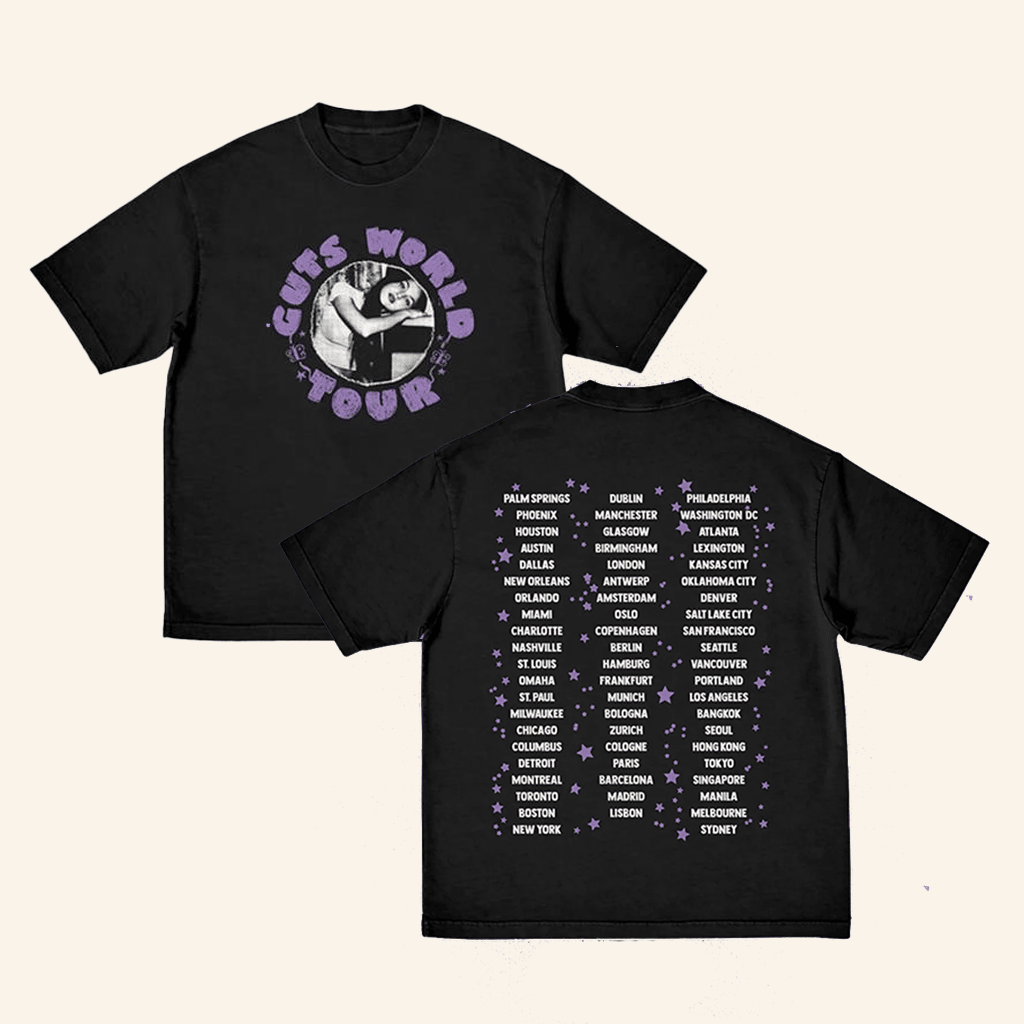 Umusic Merch Guts Tour Australia Dateback In Black T-Shirt Gifts For Fans
