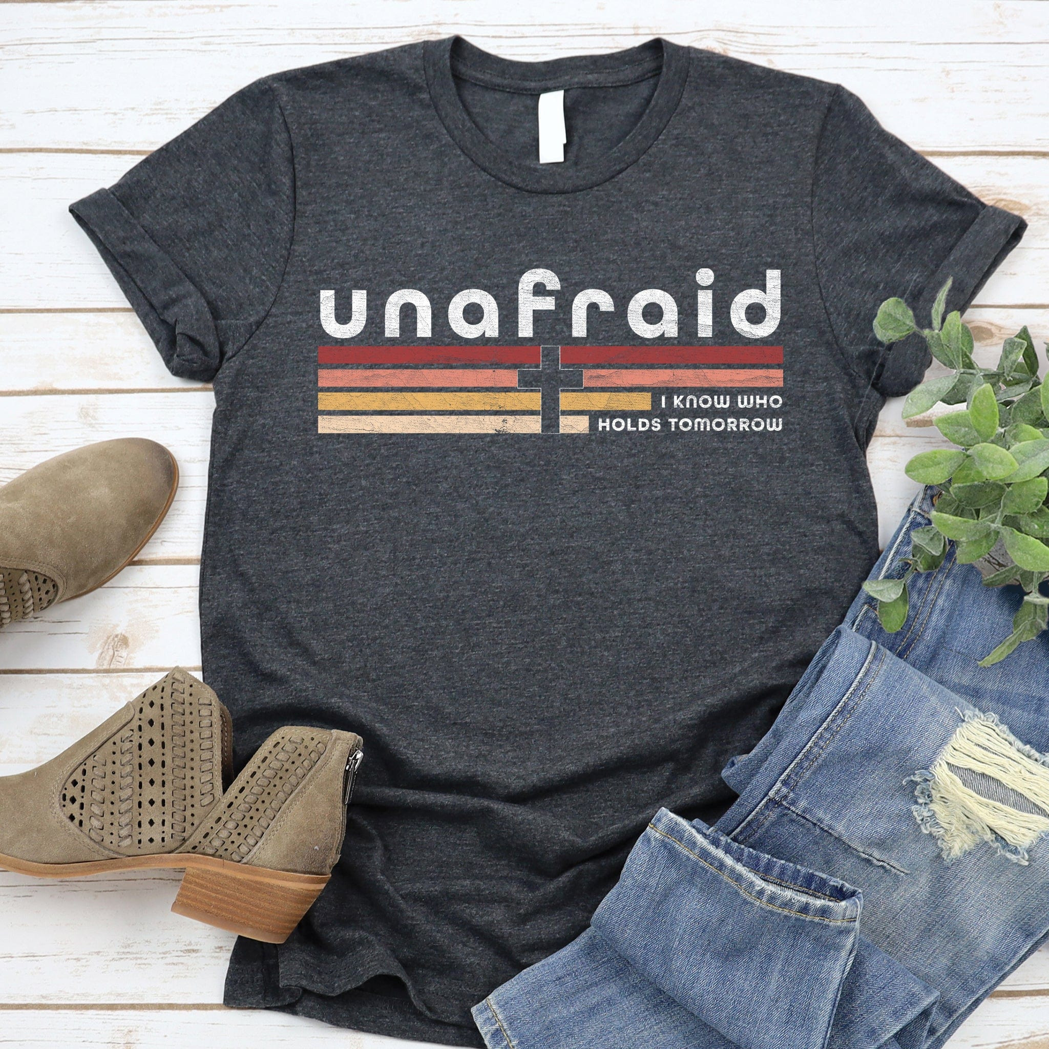 Unafraid Christian Faith Shirt Religious Gifts Courage Inspirational Apparel Tee